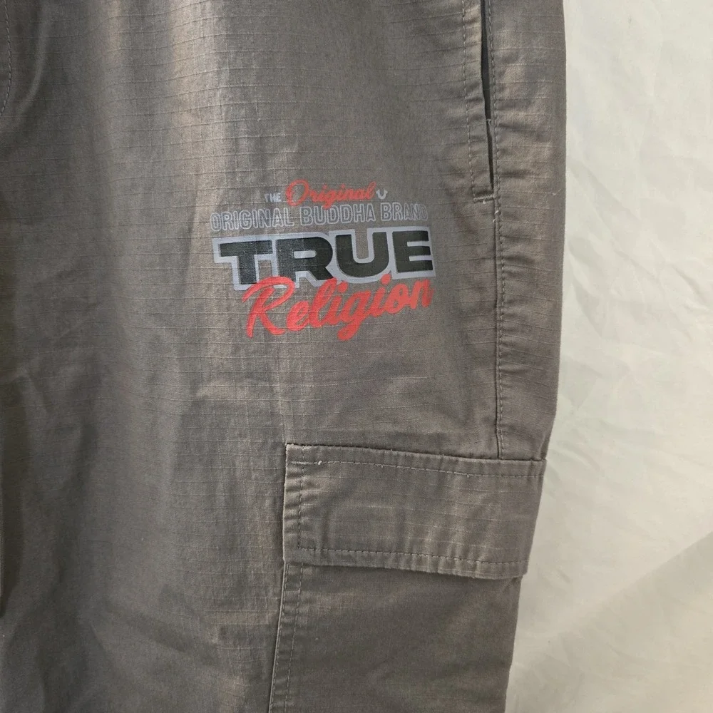 True Religion Ripstop Jogger Granite Grey Cargo Pockets Men's Pants Size XL NWT